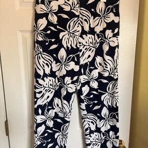 Ralph Lauren Navy and White Floral Cropped Pants